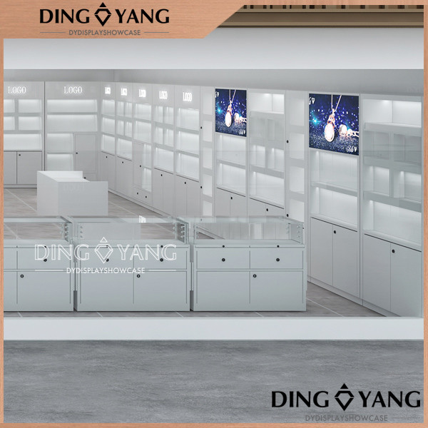 Acrylic Logo Glossy White Jewelry Showcase Display