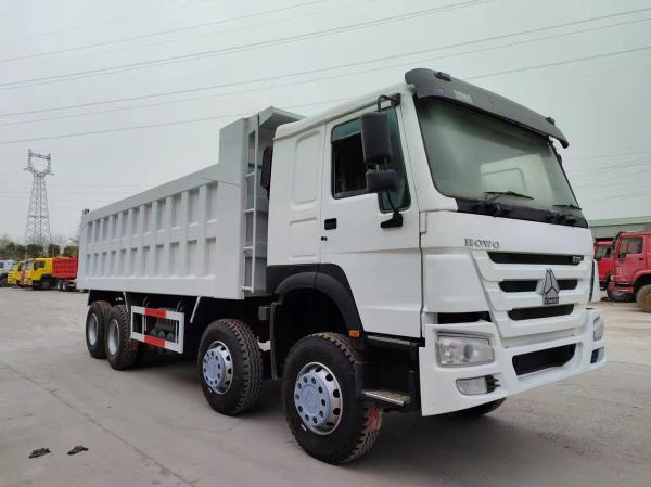 Caminhão de despejo de estilo de elevação dianteira 12.00r20 Pneus 375HP Sinotruk HOWO 8 * 4 Caminhão de segunda mão