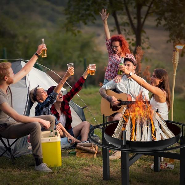 32'' Steel Barbecue Outdoor Wood Burning Fire Pit Backyard With Cooking Grill