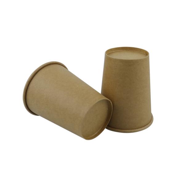 Brown Kraft 9oz Disposable Paper Cups With Spiral Design Indented Bottom