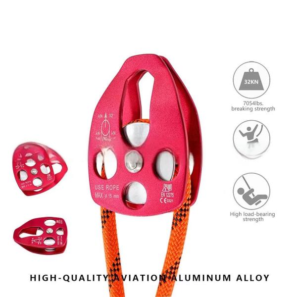 Versatile Climbing and Descending Hardware 7075 Rescue Pulley Aluminum Bearing System