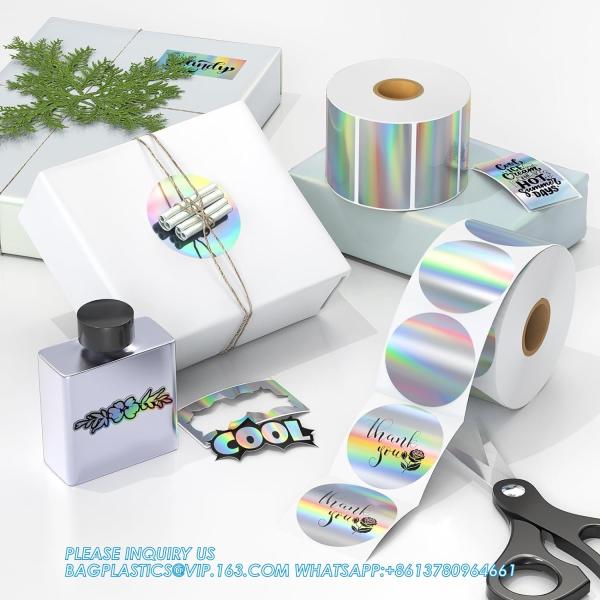 Holographic Round Thermal Label Stickers Circle 2 Inch Printable Rainbow Thermal Printer Labels Stickers Self-Adhesive