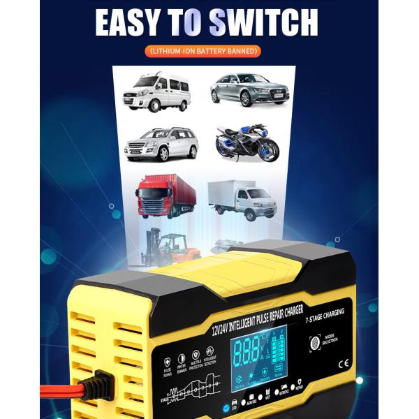 заряжатель ремонта ИМПа ульс этапа 12V 24V 10A 7 умный с дисплеем СИД