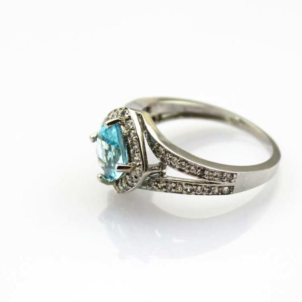 Women Jewelry 925 Silver  7mmx7mm Blue Topaz Square Cubic Zirconia Ring(FR022)