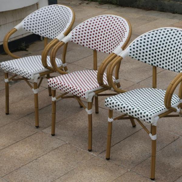 Waterproof PE Rattan Wicker Chair for French Bistro Garden Furniture in Cottage