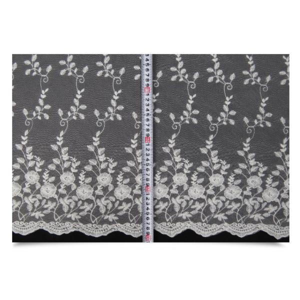 Ivory Mesh Based Embroidery Lace Fabric for Wedding Bridal Dress