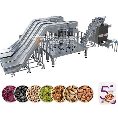 Machine d'emballage de fruits secs 4 en 1 automatique, machine d'emballage de noix de cajou, machine d'emballage de collations d'arachides enrobées