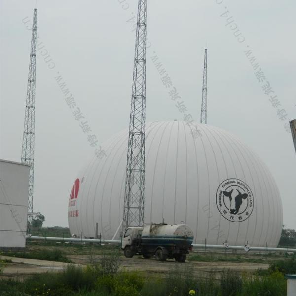 Récipient à biogas à double membrane à structure à support d'air sphérique