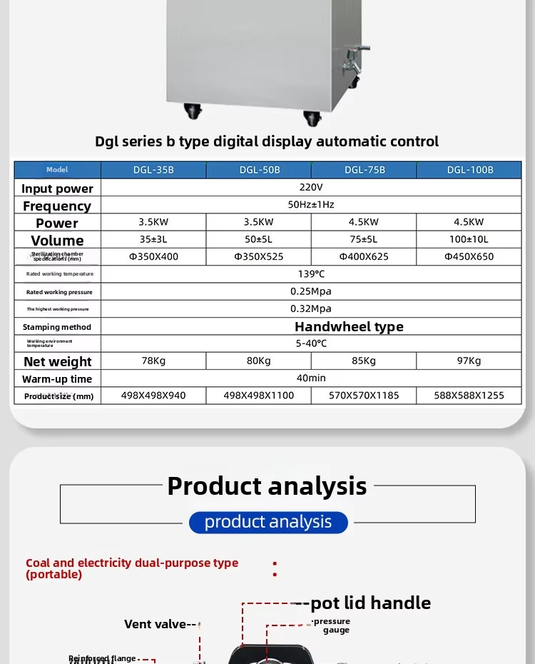 Laboratory Autoclave 24 Liter 18 Liter Pressure Steam Sterilizer with Digital Display Panel