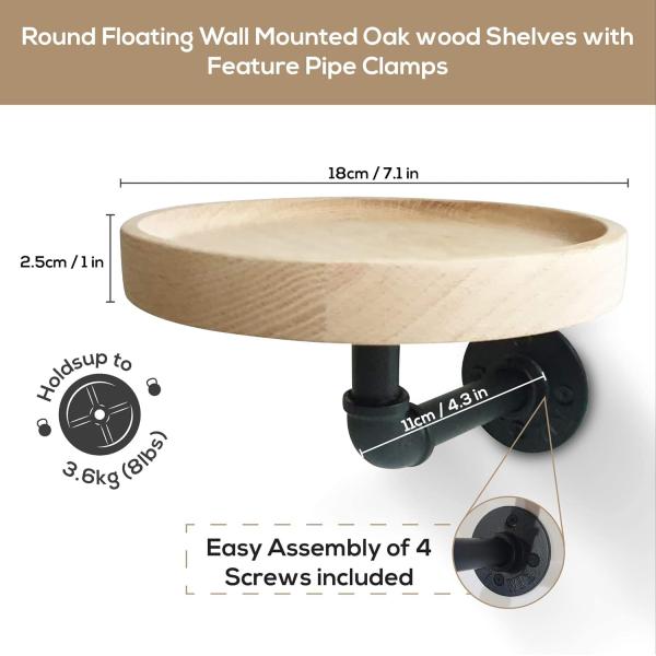 Mail Packing N Small Round Floating Solid Wood Corner Shelves for Household Room Decor