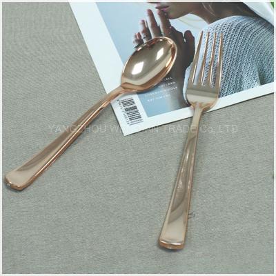 Disposable Rose Gold Plastic  Spoon Fork Knife Cutlery Set Wholesale High Quality 3 In 1 Cutlery Set Flatware Set