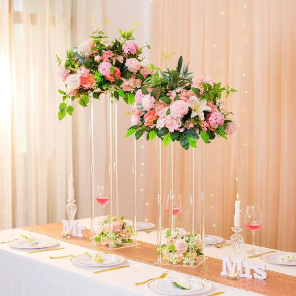 Clear Floor Flower Acrylic Vase Stand Wedding Center Decoration 3 Pieces Birthday Party