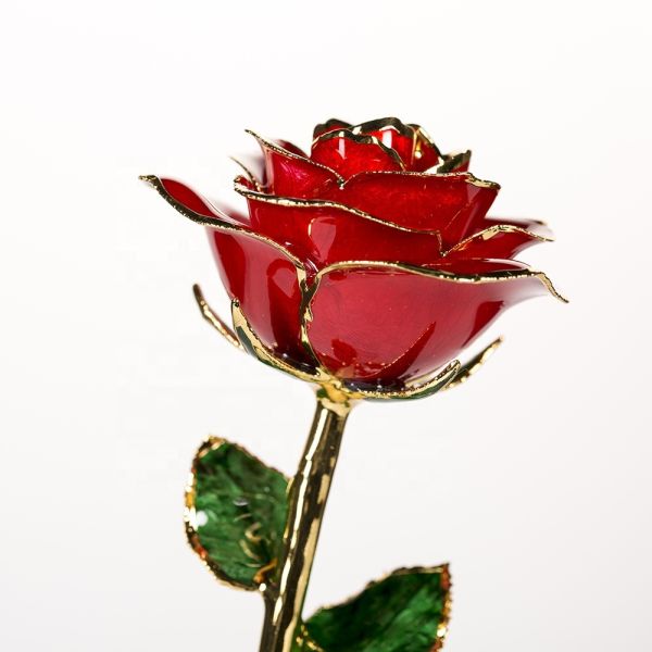 Hot 24K Gold Plated Real Natural Rose Manufacture Directly Supply  Gold Dipped Rose  for Valentines Day  Gift Wholesale