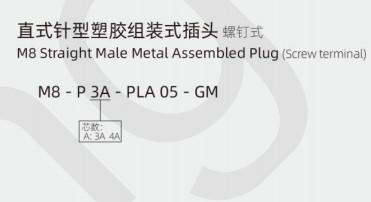 Industrial M8 Plug de metal masculino recto com terminal de parafuso de 3/4 pin IP67 à prova d'água