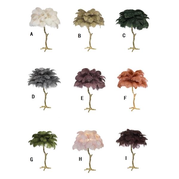 Ostrich Feather Decorative Table Lamp Brass Stand Dia 80cm For Home