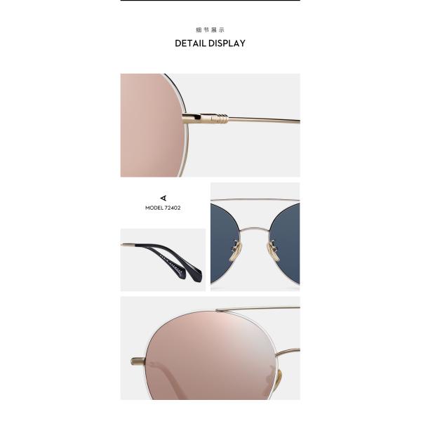 Grey Blue Gold Designer Polarized Sunglasses , Metal Polarized Sunglasses Durable