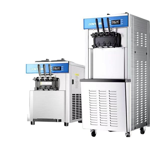 Commercial Table Top Soft Serve Ice Cream Machine with Three Flavors and Air Pump