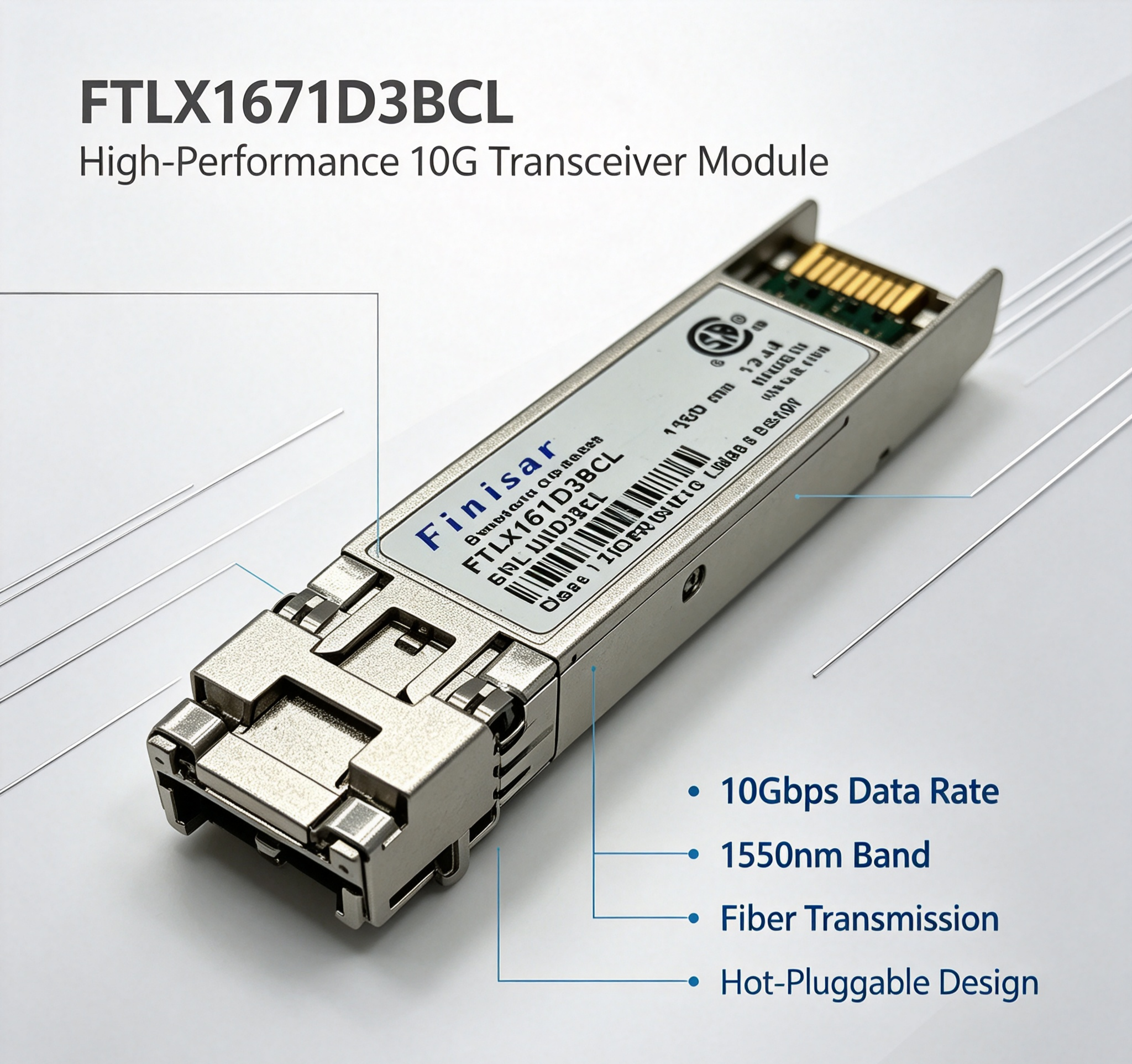 Wide Temperature Enterprise SAN Datacenter 16G Fiber SFP+ Transceiver With Hot-Pluggable Design