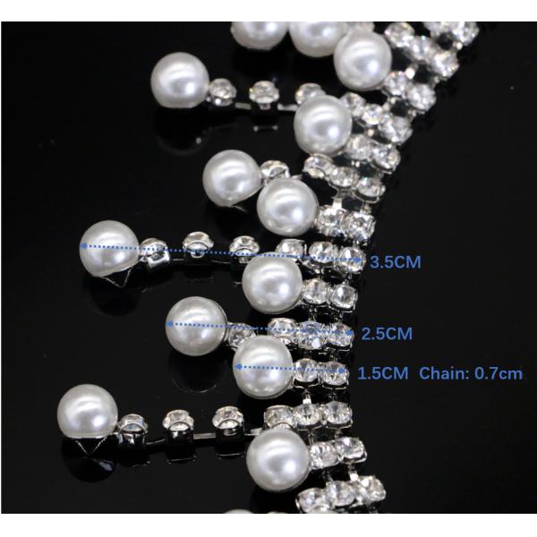 Silver Pearl And Rhinestone Necklace Copper Material Inlaid Shiny Diamonds OEM