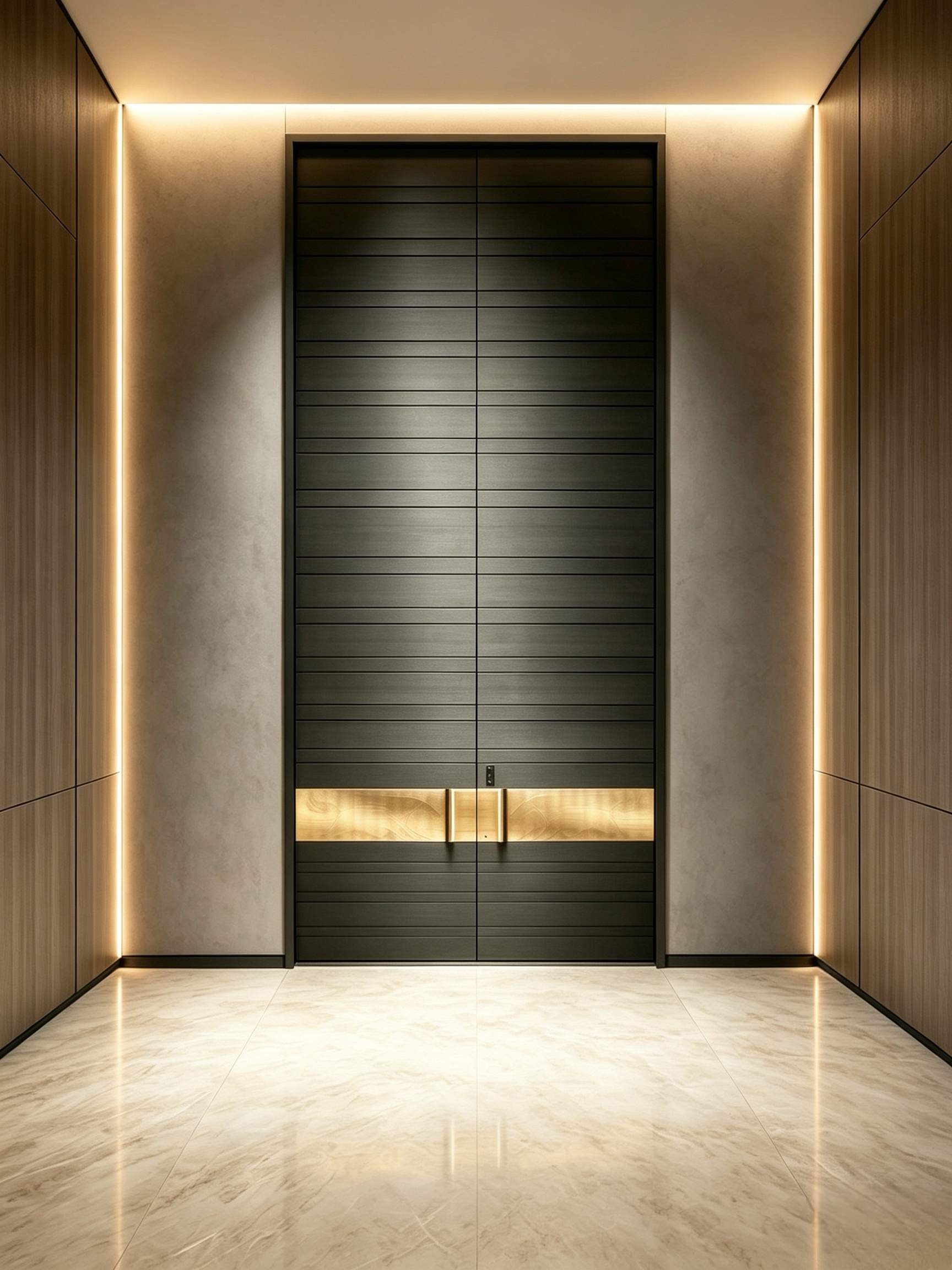 Modern Minimalist T6-T5 Aviation-grade Aluminum Alloy Entrance Door with 304 Stainless Steel Hardware and Electric Switch/Remote Control