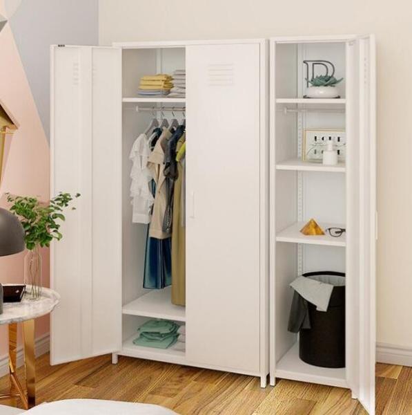White Armoires 900 Width Metal Wardrobe Cabinet With Feet