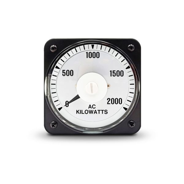 AC Kilowatts Analog Panel Meter 0-2000 kW, Zinc-Plated Iron Casing, 101mm Cutout, 110mm Face(Replace Yokogawa)
