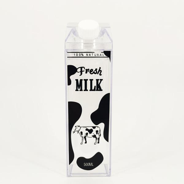 Customized Logo Acceptable 500ml 1000ml Transparent Acrylic Milk Carton Water Bottle