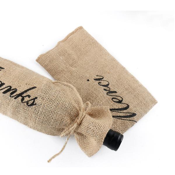 Jute Wine Bottle Covers with Drawstrings Reusable Wine Gift Bags in Customized Color