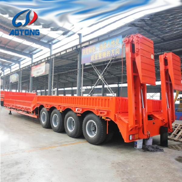 Высокая полезная нагрузка Aotong Гидравлическая система рулевой рампы низкая кровать полуприцеп грузовик 9м 13м