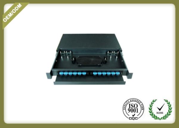 1U 19' Sliding 24 Port Fiber Optic Patch Panel Rack Mount , Optical Distribution Frame