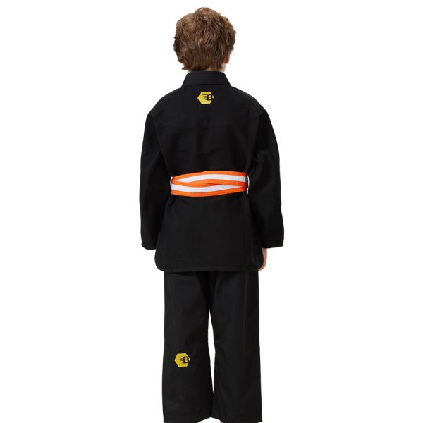 Shrink Proof 100% Cotton Black BJJ Gi With 350 GSM Pearl Weave For Boys And Custom Logo OEM Service