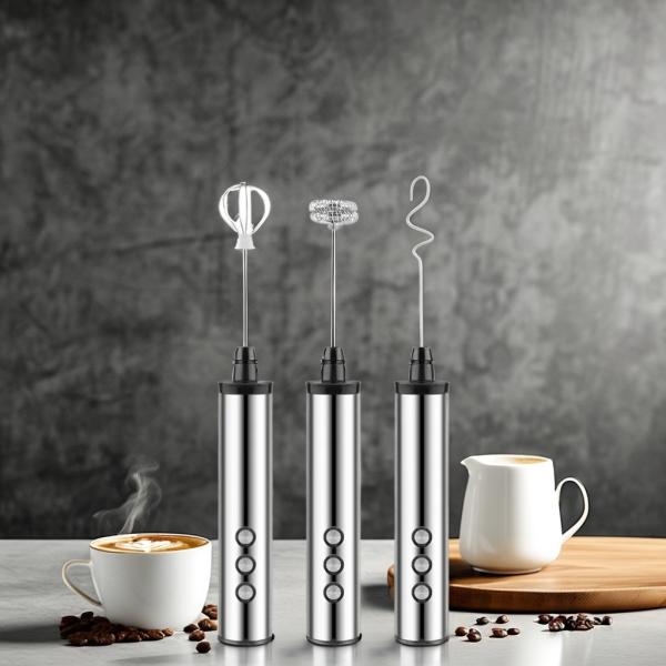 Metal Handheld Battery Operated Milk Frother for Latte/Cappuccino Foaming Coffee Tea Tools