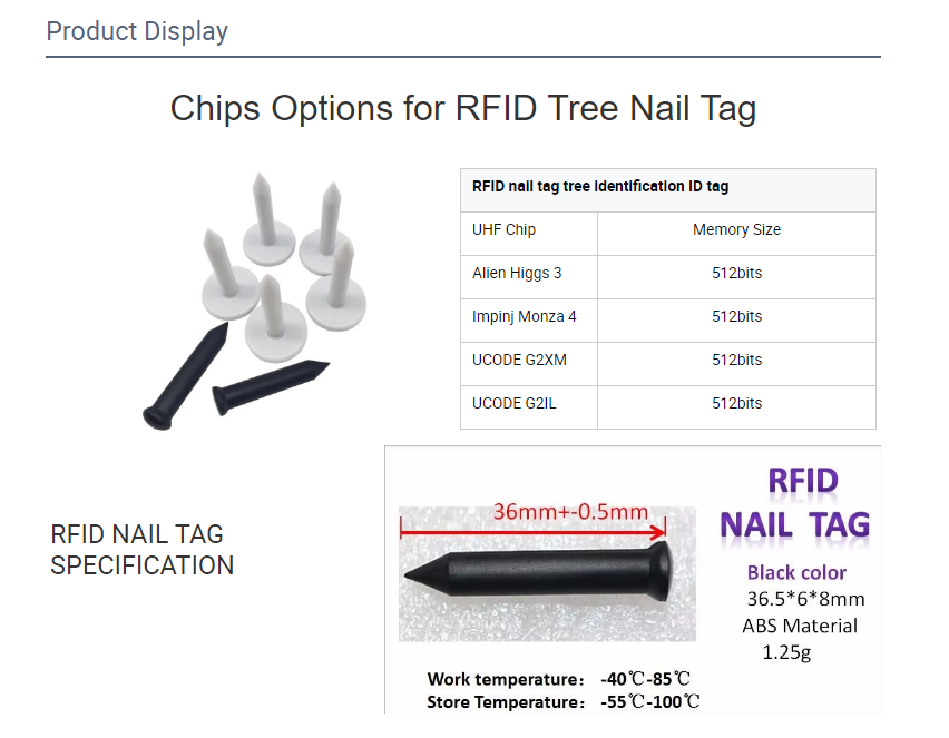 Black ABS Embedded RFID Nail Tag Forestry Tree / Asset Management 41 * 28mm