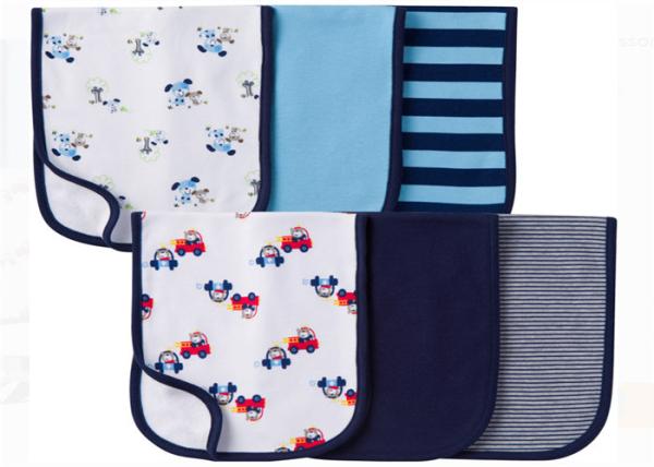 6 Pack 100% Organic Cotton Burp Cloths , Multi Colored Baby Feeding Towel AZO Free
