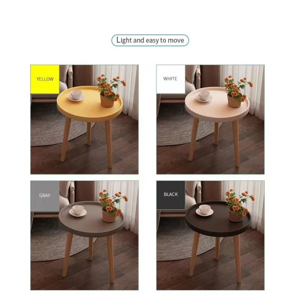 Small Coffee Table, Round with 3 Feets, Stable Side End for Living Room, Bedroom, Office