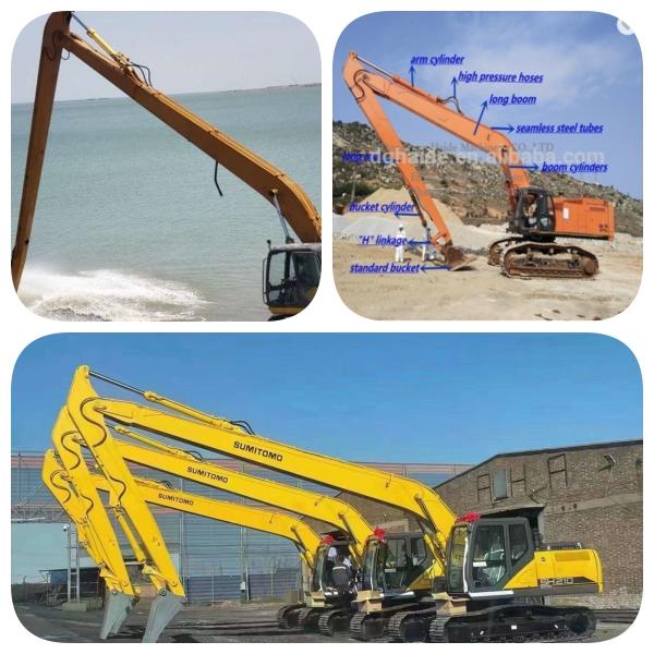 Q355B Q690 Steel Excavator Long Reach Attachment Customized For Dredging Demolition