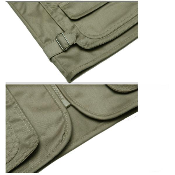100% Cotton Army Green Work Utility Vest Customized 8 Pockets Plus Size Men's Vests