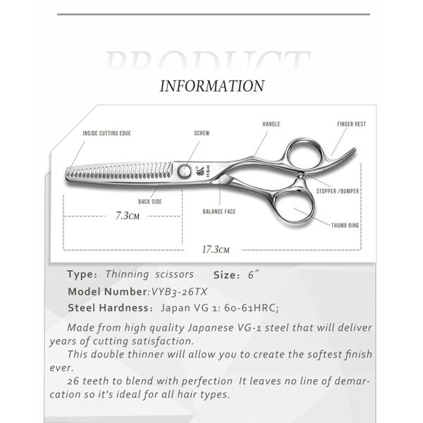 Patented Hair Thinning Scissors Sharp Blade Tip Double Sided Tooth