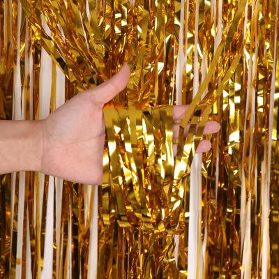 Customization Gold Tinsel Backdrop Plastic Tinsel Wall Backdrop