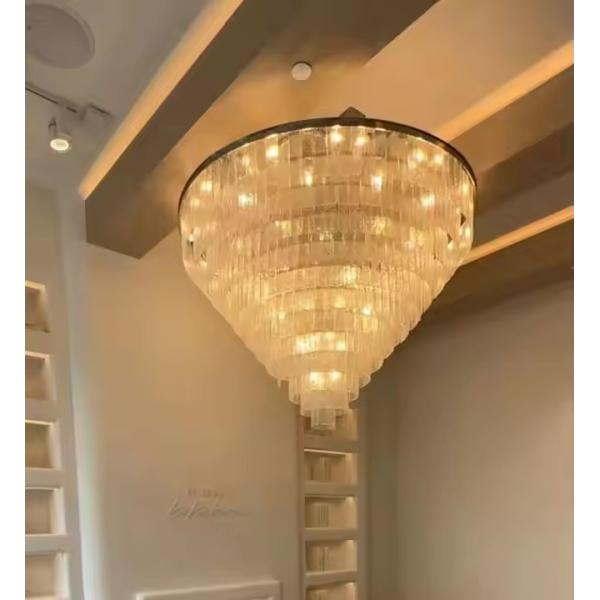 Modern Luxury Round Rock Crystal Chandelier For Living Room Villa Hotel Ceiling Decorative Lighting
