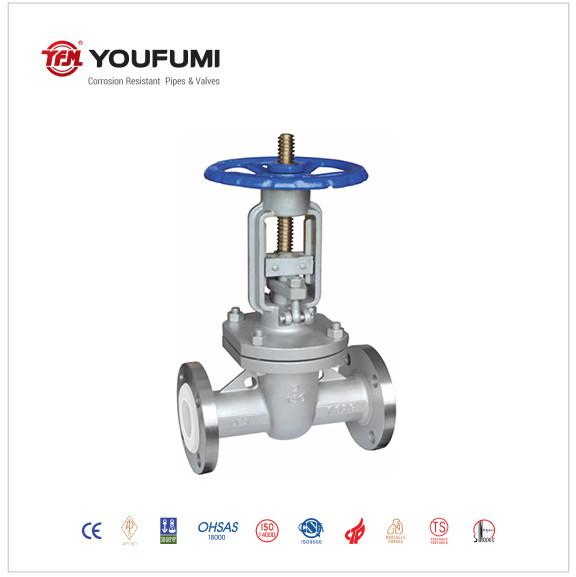 CF8M PTFE Lined Gate Valve