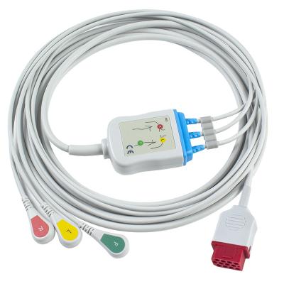 Os cabos e os Leadwires do modelo novo BM3 BM5 ECG de Bionet agarram ECG cabografam 3 o conector de pino do IEC 12 da ligação