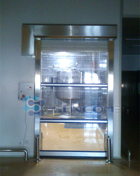 Полный прозрачный ПВХ руловые двери из нержавеющей стали рамы