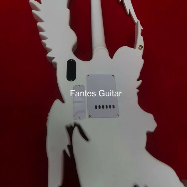 Custom Handcarved Angel Electric Guitar in White with LED Light, ONLY ONE IN STOCK