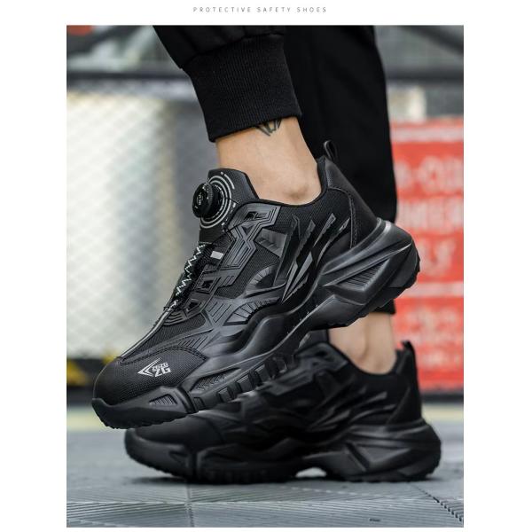 Zapatos de seguridad industrial BOA Botón giratorio Zapatos de trabajo EVA Sola TPU Zapatos de punto volador Kevlar Sola media antipuñalada Unhos de acero antiquema