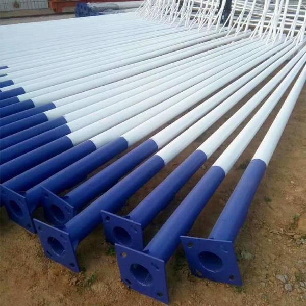 CCTV Camera LED Street Light Pole Q235 Steel Galvanized