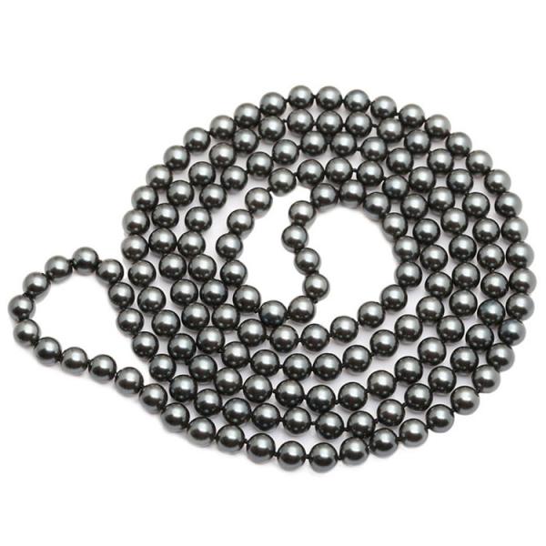 Luxury Black Round 8mm Shell Pearl Sweater Necklace 55 Inches (N08736)