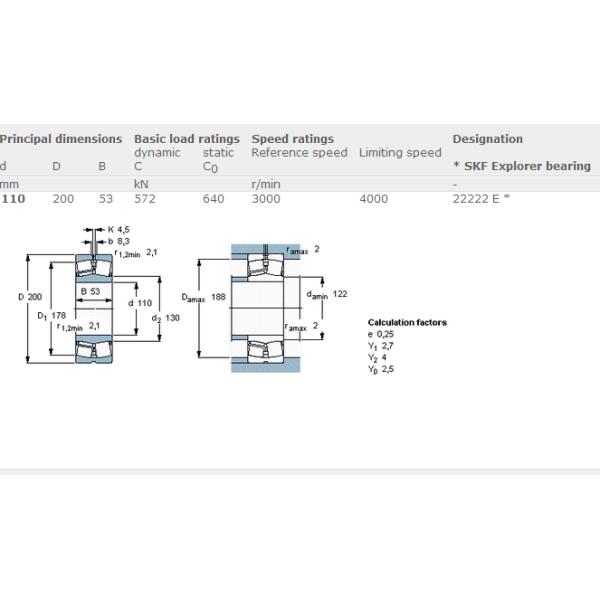 NSK Steel Cage E Type Spherical Roller Bearing 22222 E 110mm x 200mm x 53mm