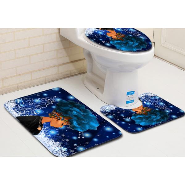 Polyester Cartoon Toilet Lid Cover And Rug Set OEM ODM