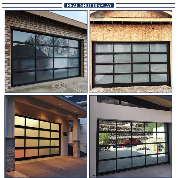 Современная секционная надстройка с полным видом звукоизолированное стекло секционная алюминиевая гаражная дверь с двойным стеклом